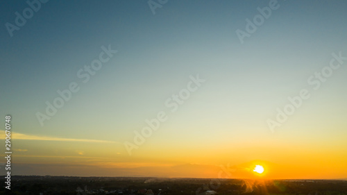 Aerial view beautiful sunset sky for background.