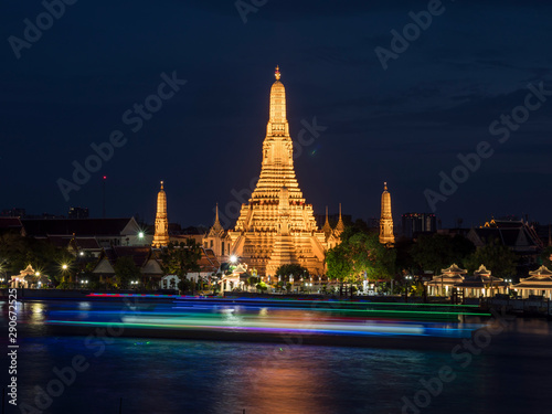 Arun temple and Chaopraya river bangkok thailand