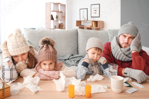 Family ill with flu at home