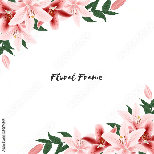 Floral frame with lily flower bouquet for multi purpose card and decoration