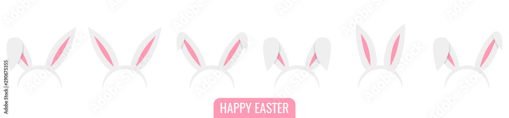 Set of easter bunny ears isolated mask on background. Vector illustration.