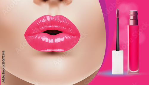 Fashion realistic Pink LIPSTICK Abs, Cosmetic,realistic design,vector illustration.