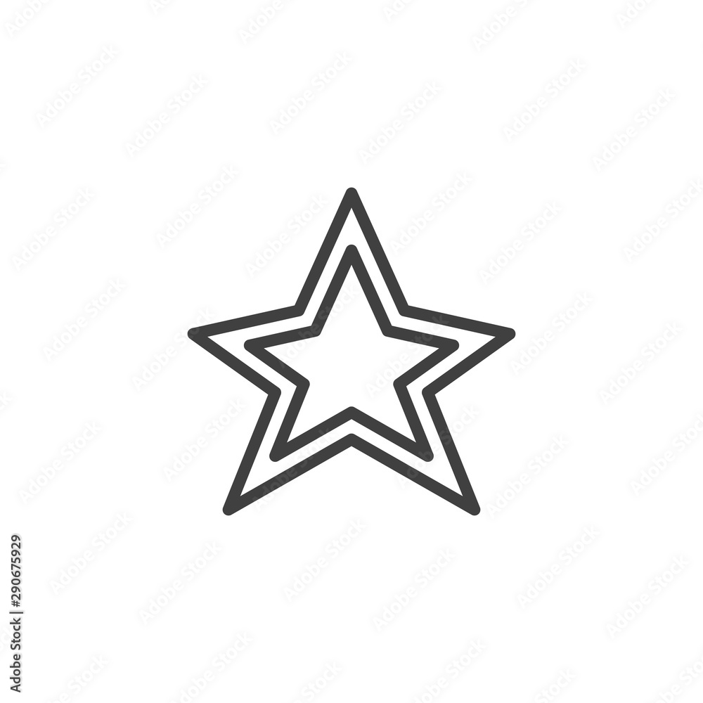 Five-pointed star line icon. linear style sign for mobile concept and web design. Star shape outline vector icon. Christmas decoration symbol, logo illustration. Vector graphics Five-pointed star line icon. linear style sign for mobile concept and web design. Star shape outline vector icon. Christmas decoration symbol, logo illustration. Vector graphics