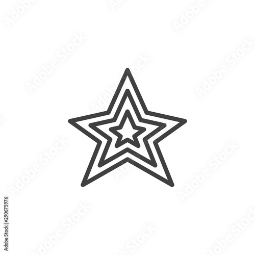 Star shape line icon. linear style sign for mobile concept and web design. Five-pointed star outline vector icon. Symbol, logo illustration. Vector graphics