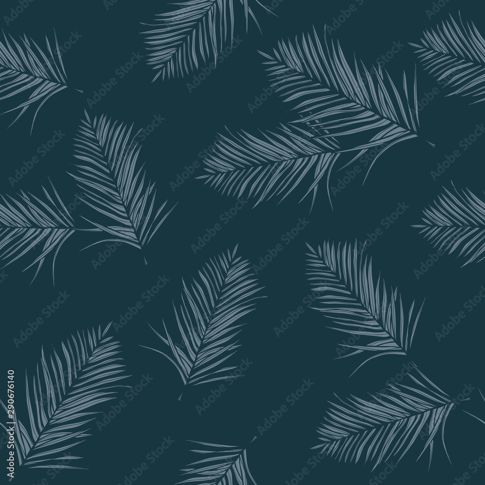 Tropical vector green leaves seamless pattern. Exotic wallpaper