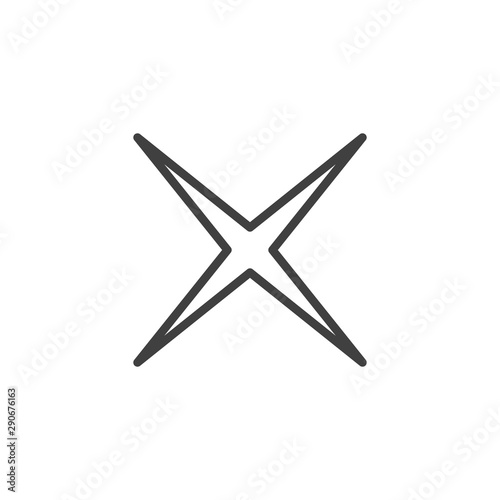 Four pointed star line icon. linear style sign for mobile concept and web design. Star shine outline vector icon. Symbol, logo illustration. Vector graphics