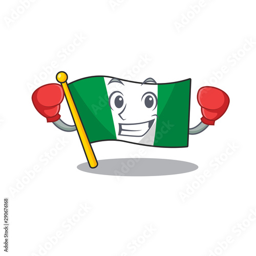 Boxing nigeria flag flew at mascot pole