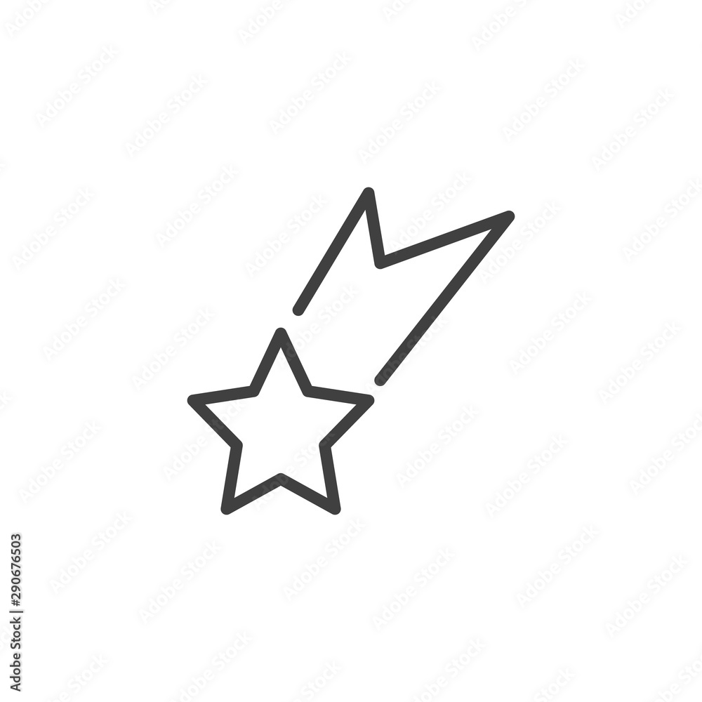 Falling star line icon. linear style sign for mobile concept and web design. Starfall outline vector icon. Symbol, logo illustration. Vector graphics Falling star line icon. linear style sign for mobile concept and web design. Starfall outline vector icon. Symbol, logo illustration. Vector graphics