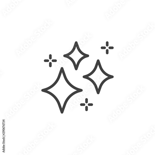 Sparkles stars line icon. linear style sign for mobile concept and web design. Magic Stars outline vector icon. Symbol  logo illustration. Vector graphics