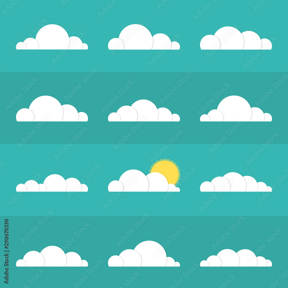 Collection of stylized cloud silhouettes. Set of cloud icons. Vector illustration. Collection of stylized cloud silhouettes. Set of cloud icons. Vector illustration.