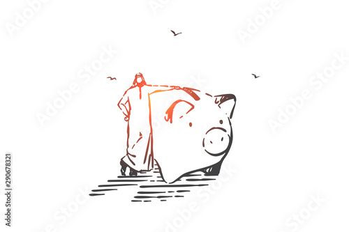 Bank deposit investment concept sketch. Hand drawn isolated vector