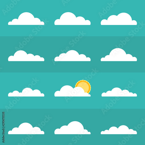 Collection of stylized cloud silhouettes. Set of cloud icons. Vector illustration. © Art Alex