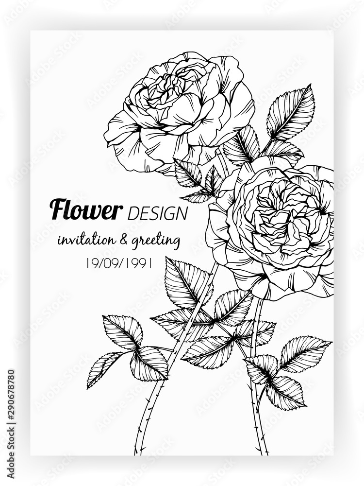 Rose flower frame drawing illustration for invitation and greeting card  design Stock Vector Image & Art - Alamy