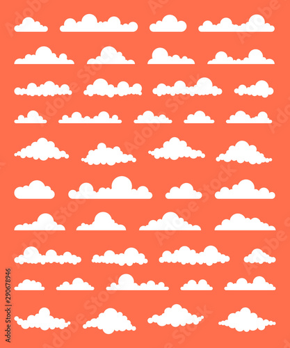 Collection of stylized cloud silhouettes. Set of cloud icons. Vector illustration.