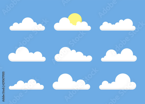 Collection of stylized cloud silhouettes. Set of cloud icons. Vector illustration. © Art Alex
