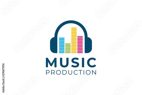 Headphone DJ, Music Studio Recording, Soundwave Logo Design Inspiration