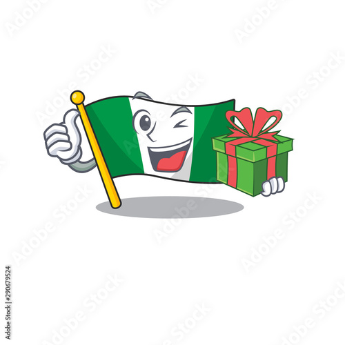 With gift flag nigeria mascot shaped a cartoon