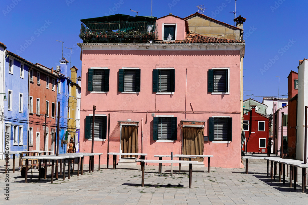 Farbige Häuserfront, Burano, Venedig, Venetien, Italien, Europa