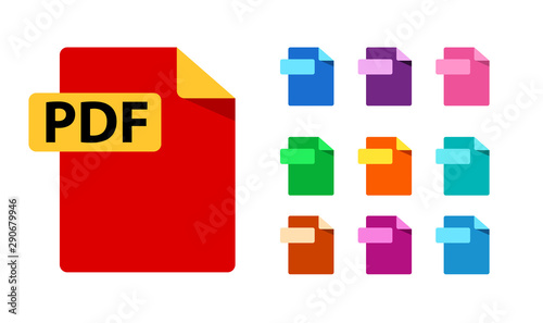 PDF and color templates for any formats. Big Collection of vector icons. File format extensions icons. flat design style.