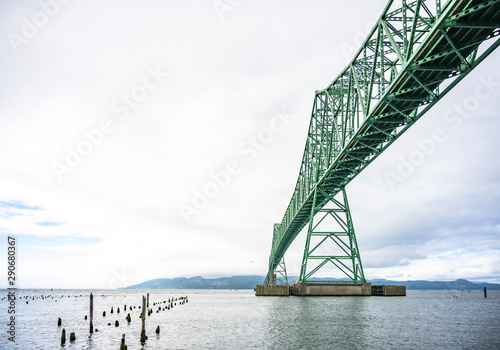 Long Truss Arched bridge at Anstoria at the mouth of the Columbia river