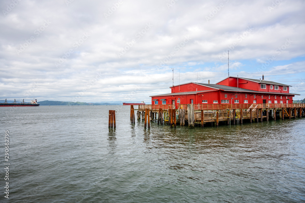 The premises of the fishing and pilot harbor in Astoria at the mouth of the Columbia River The premises of the fishing and pilot harbor in Astoria at the mouth of the Columbia River