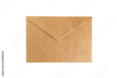 Realistic brown mail envelope. Isolated mail package mock up on white background