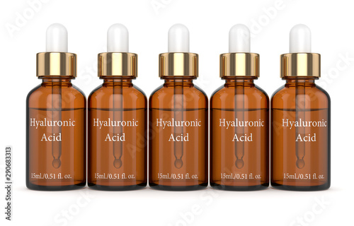 Bild auf Leinwand 3d render of hyaluronic acid bottles with dropper