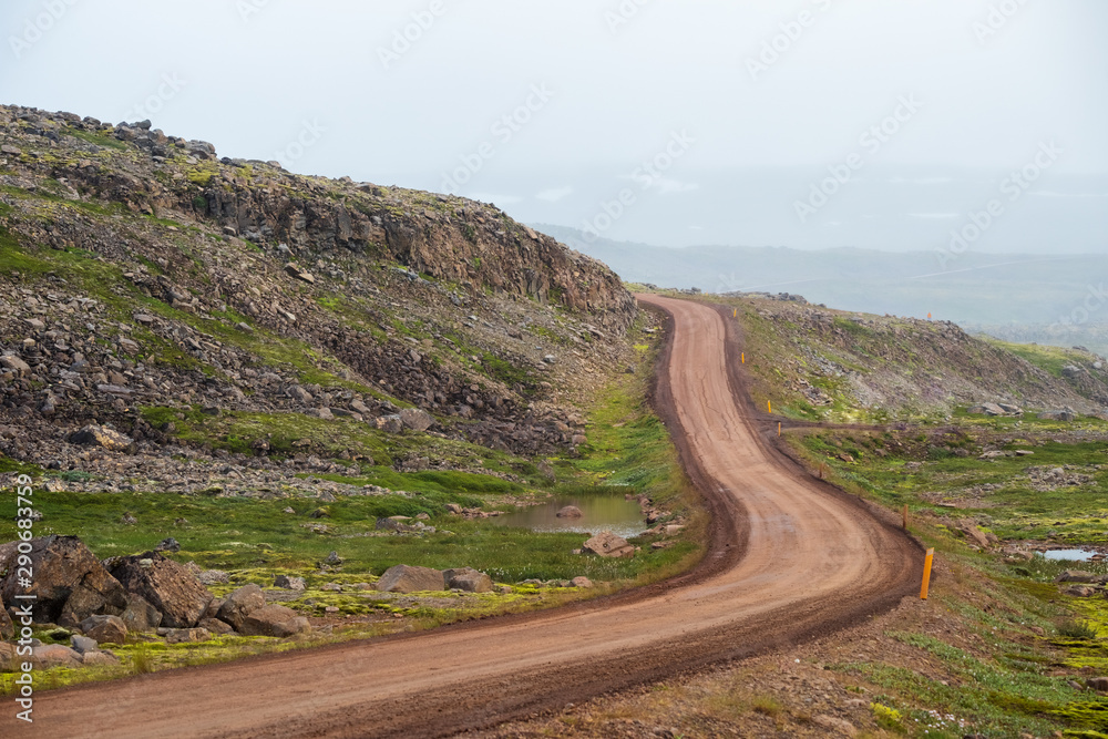 Beautiful view of road at Westfjords in Iceland Beautiful view of road at Westfjords in Iceland