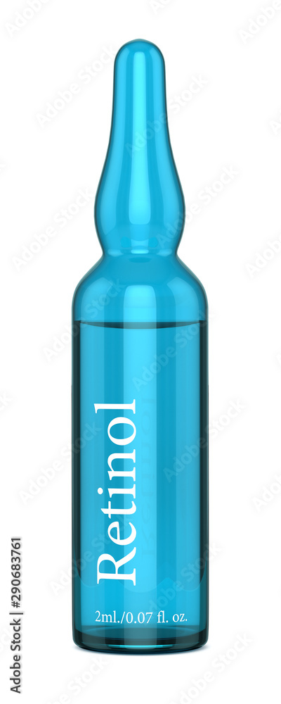 3d render of retinol ampoule over white 3d render of retinol ampoule over white