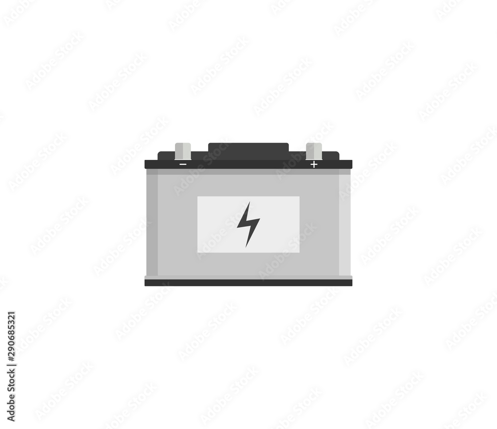 Car battery icon. Vector illustration, flat design. Car battery icon. Vector illustration, flat design.