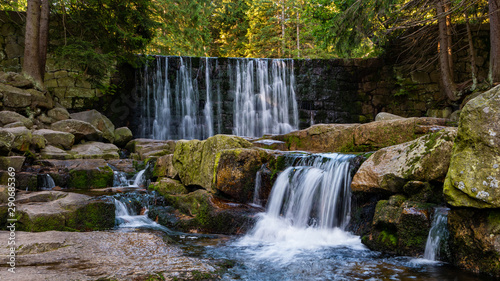 Wild Waterfall in beautiful scenery of Karkonosze Mountains in Karpacz  Poland 