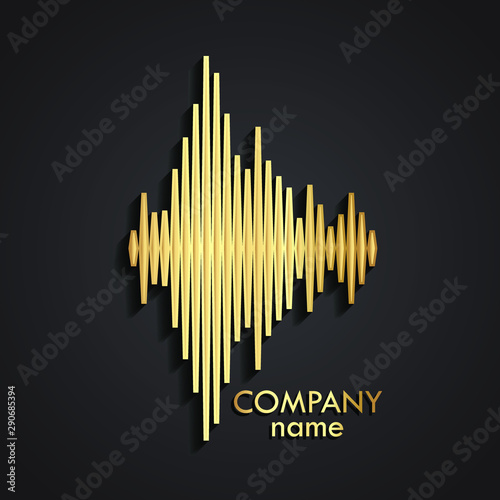 3d golden music equalizer logo