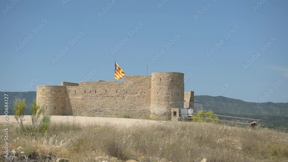 castle with independent flag Catalonia castle with independent flag Catalonia