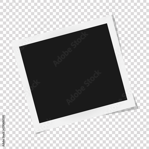 Square frame template with shadows isolated on transparent background. Vector illustration