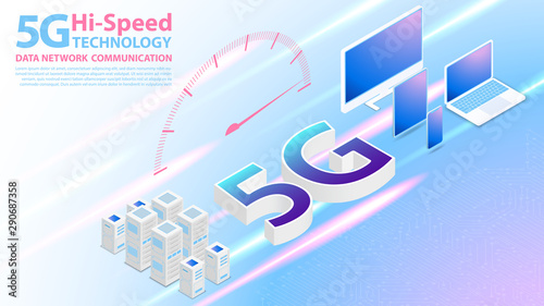 5g Hi-speed Technology Data Network Communication Wireless Internet with circuit board is background. LTE aerial network connection, fastest internet in future