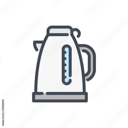 Electric kettle color line icon. Home appliance vector outline colorful sign.