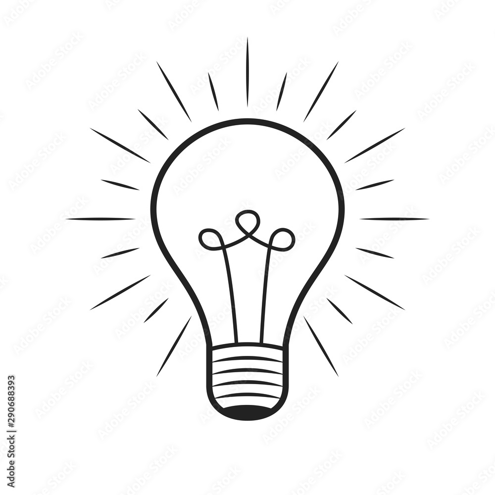 Light bulb icon over white background. Idea concept. Flat cartoon style. Vector illustration. Light bulb icon over white background. Idea concept. Flat cartoon style. Vector illustration.