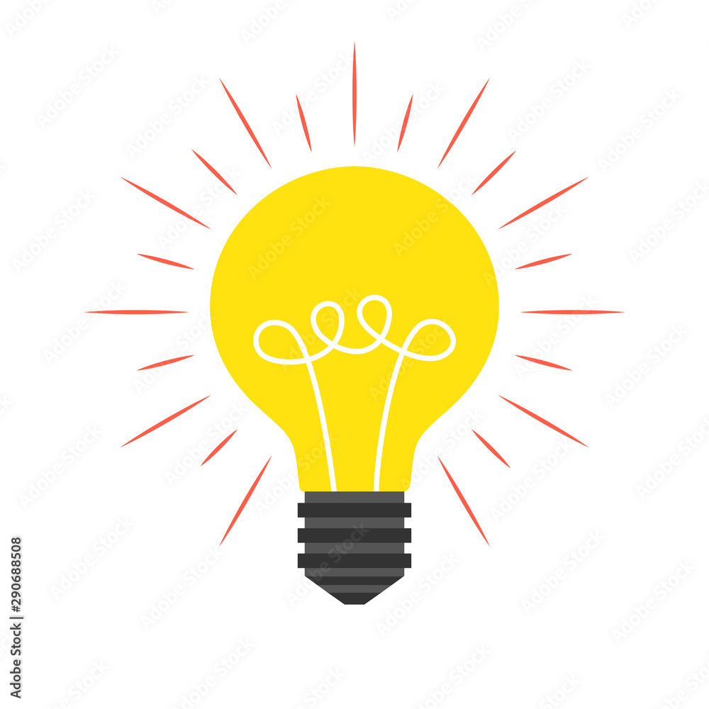 Light bulb icon over white background. Idea concept. Flat cartoon style. Vector illustration. Light bulb icon over white background. Idea concept. Flat cartoon style. Vector illustration.