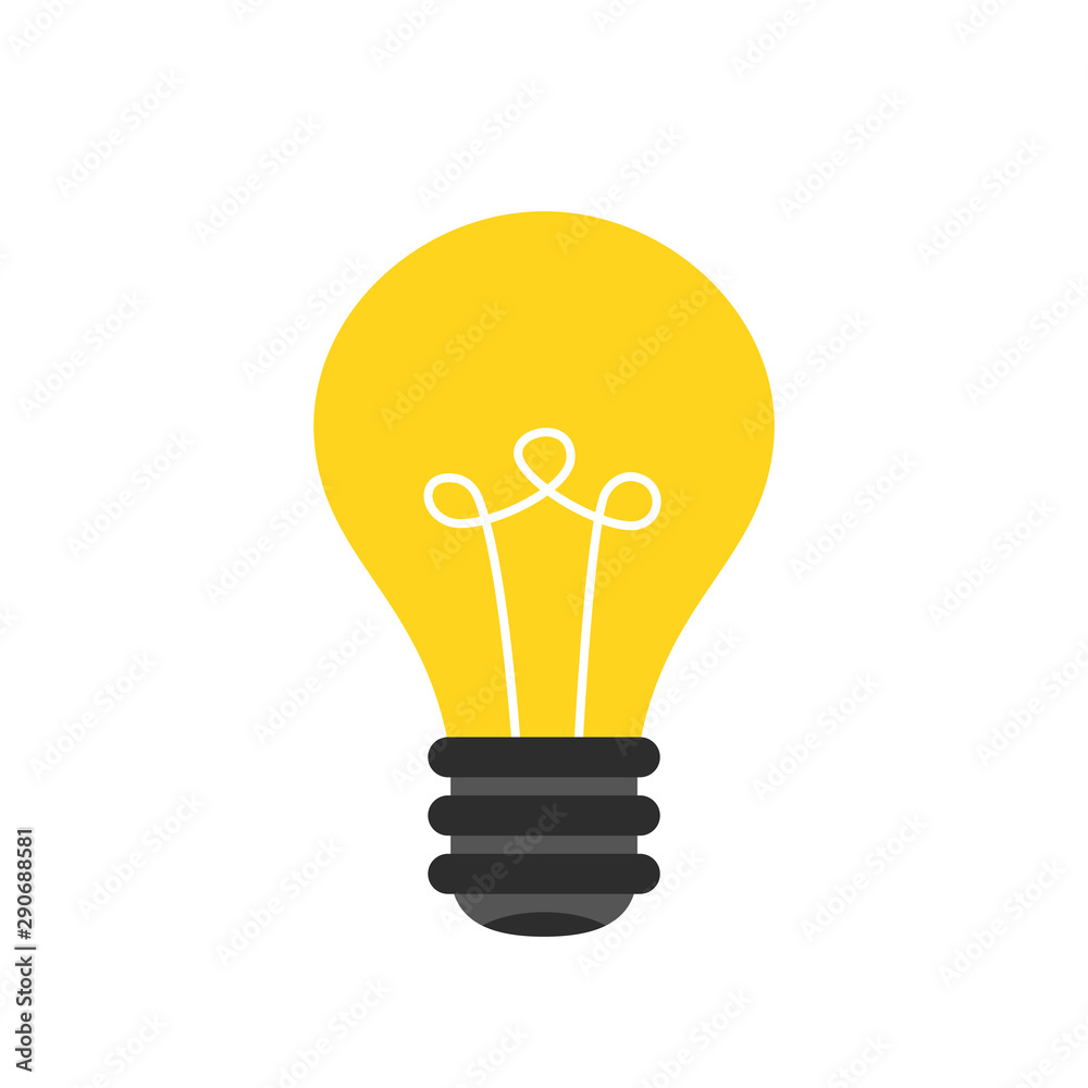 Light bulb icon over white background. Idea concept. Flat cartoon style. Vector illustration. Light bulb icon over white background. Idea concept. Flat cartoon style. Vector illustration.
