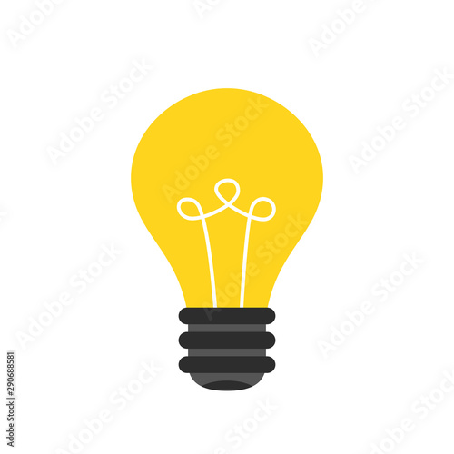 Light bulb icon over white background. Idea concept. Flat cartoon style. Vector illustration.