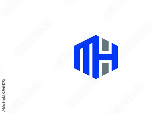 Initial letter mark M and H logo design template