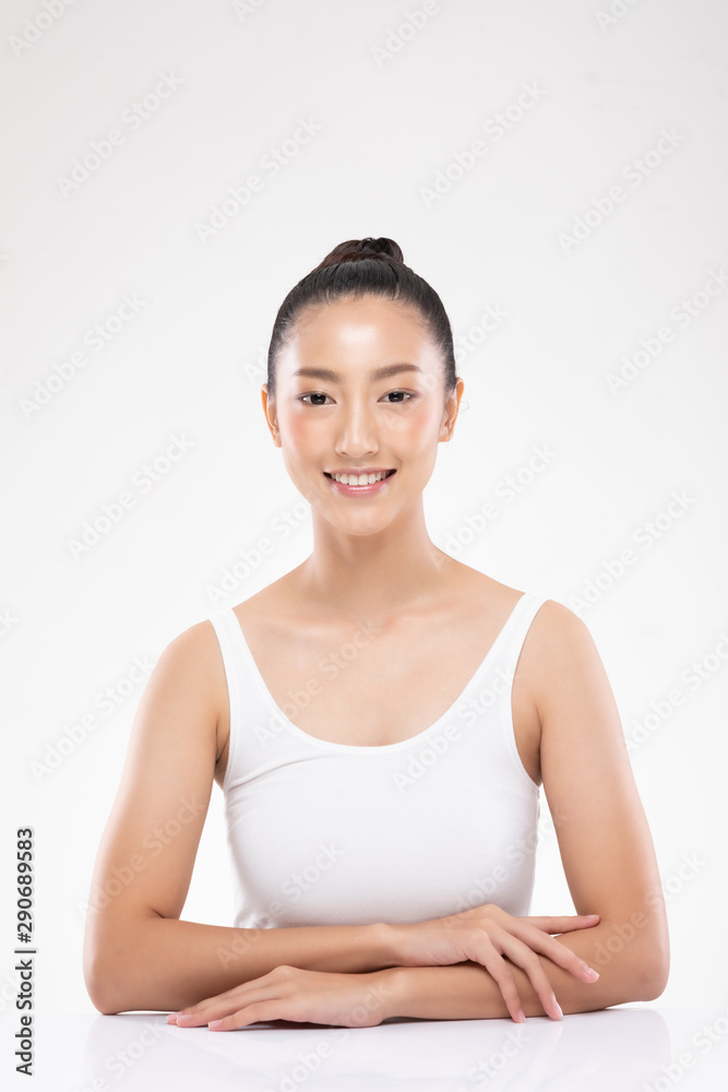 Beautiful Asian woman looking at camera smile with clean and fresh skin Happiness and cheerful with positive emotional,isolated on white background,Beauty and Cosmetics Concept Beautiful Asian woman looking at camera smile with clean and fresh skin Happiness and cheerful with positive emotional,isolated on white background,Beauty and Cosmetics Concept