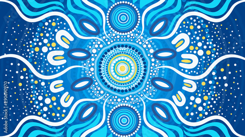 Illustration based on aboriginal style of dot background.