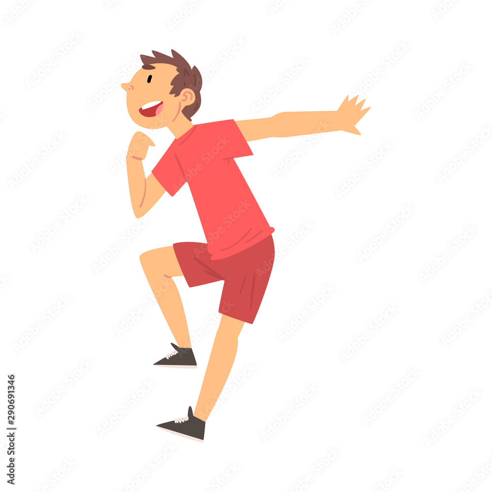 Smiling Happy Teen Boy Having Fun Cartoon Character Vector Illustration