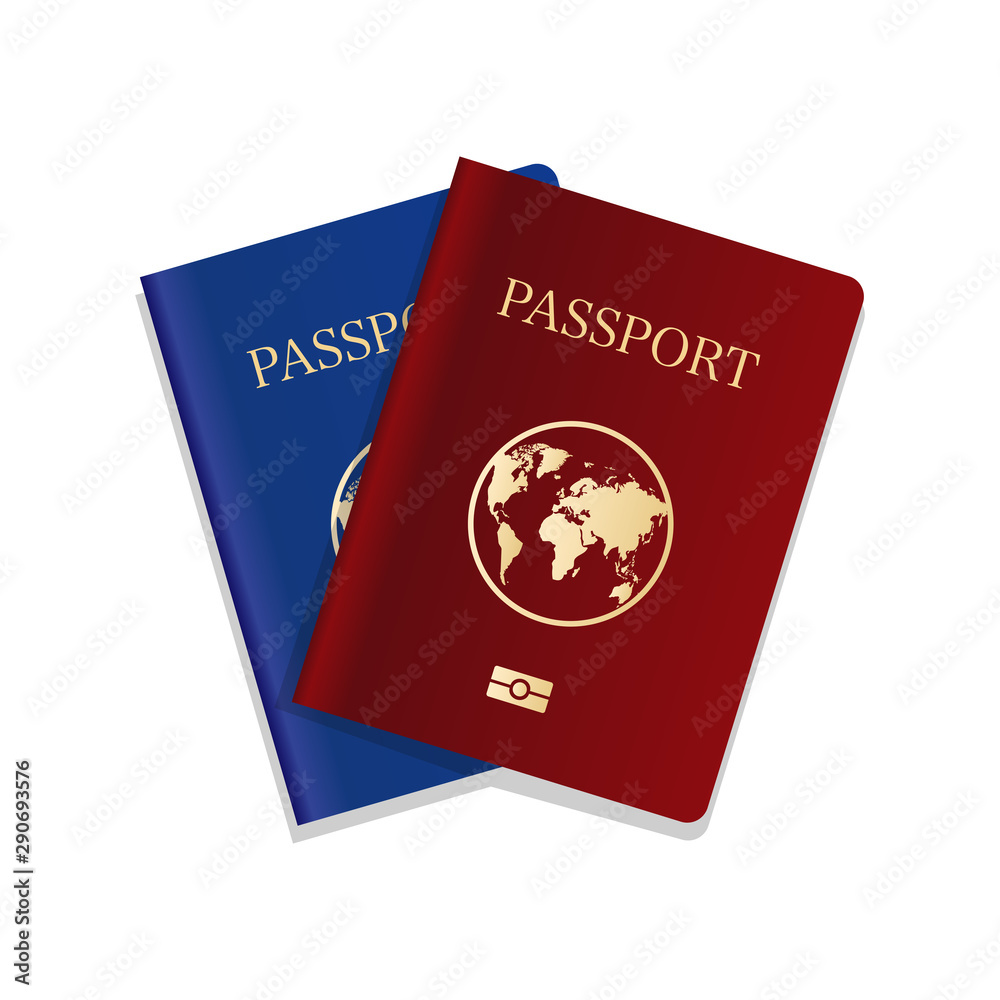 Realistic international passports cover template. Vector illustration.