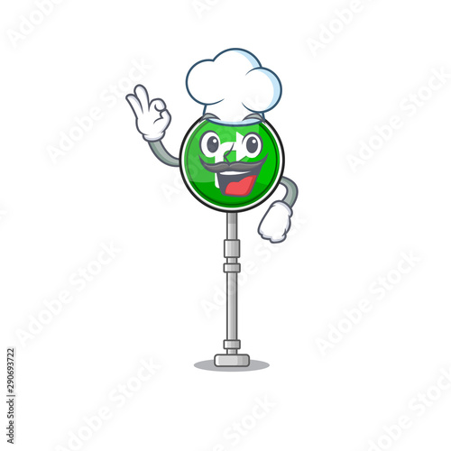 Chef miniature turn right on cartoon table