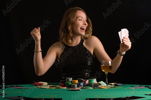 Playing Cards in a Casino, a Girl Shows a Winning Combination. Success and  Victory. Poker, Blackjack, Texas Poker Stock Image - Image of hand, choice:  161398193