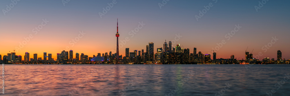 Panorama of Toronto skyline at sunset - Toronto, Ontario, Canada