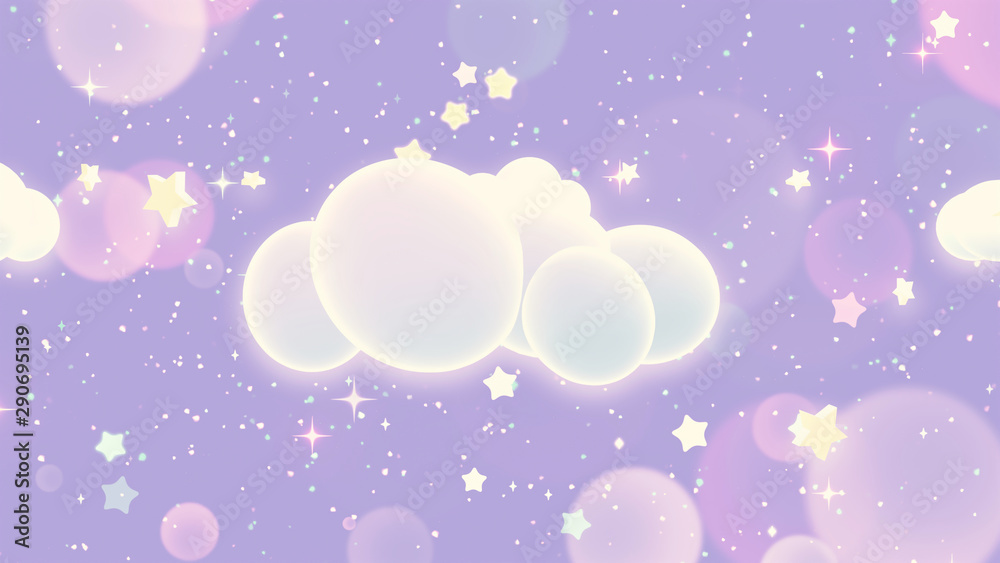 Magic clouds and stars. 3d rendering picture.
