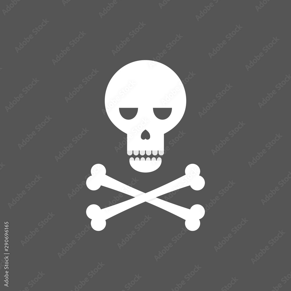 Skull and crossbones hand drawn. Flat cartoon style. Vector illustration.